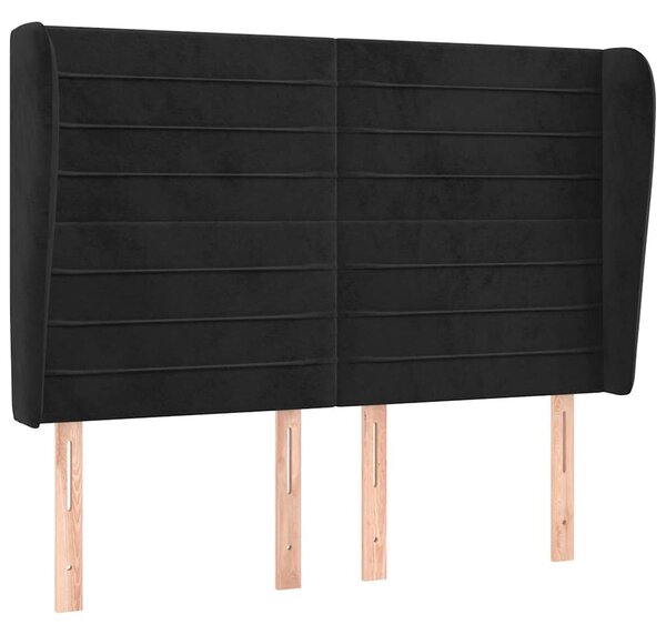Čelo postele typu ušák černé 147x23x118/128 cm samet 3118146