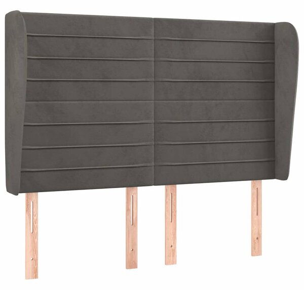 Čelo postele typu ušák tmavě šedé 147x23x118/128 cm samet 3118145