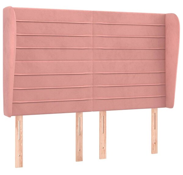 Čelo postele typu ušák růžové 147x23x118/128 cm samet 3118149