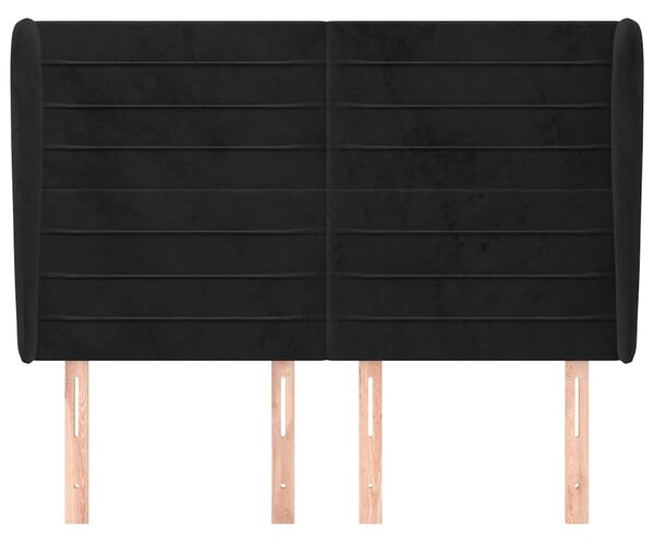 Čelo postele typu ušák černé 147x23x118/128 cm samet 3118146