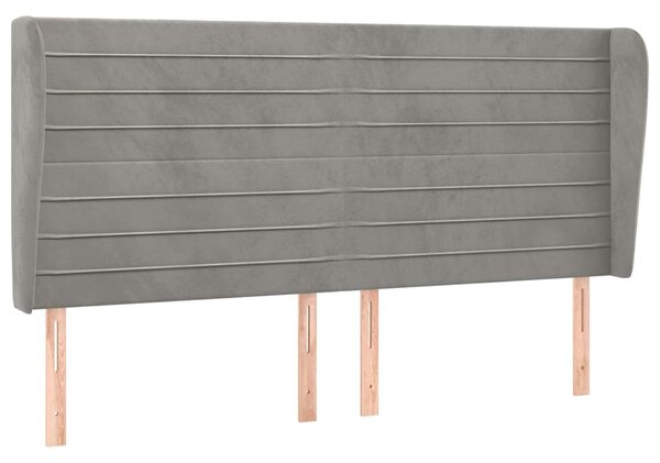 Čelo postele typu ušák světle šedé 203x23x118/128 cm samet 3118162