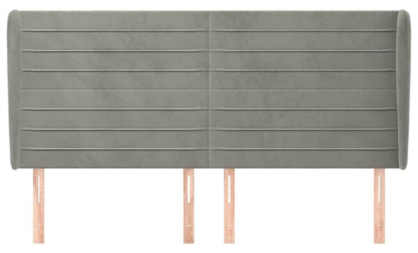 Čelo postele typu ušák světle šedé 203x23x118/128 cm samet 3118162