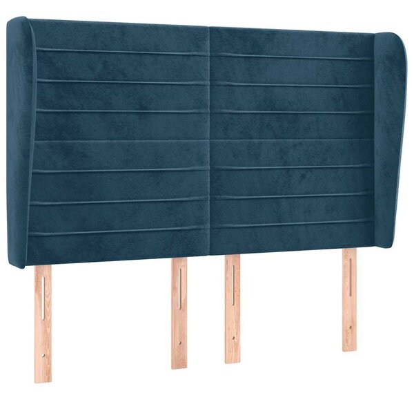 Čelo postele typu ušák tmavě modrá 147x23x118/128 cm samet 3118148