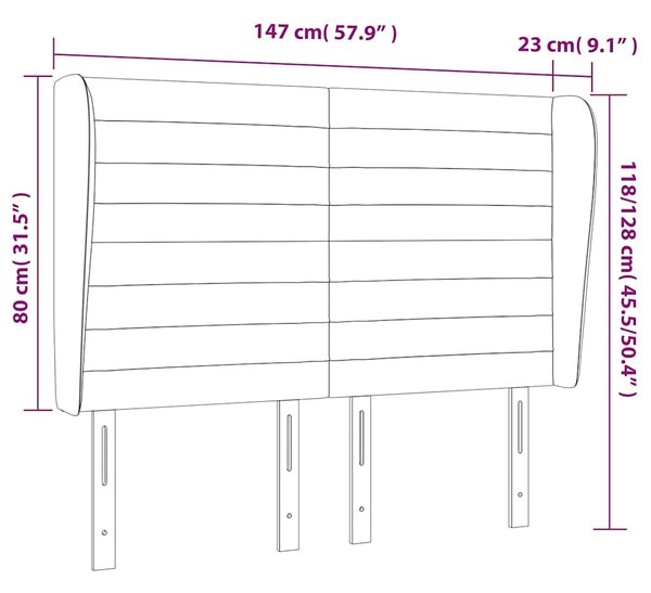 Čelo postele typu ušák tmavě modrá 147x23x118/128 cm samet 3118148