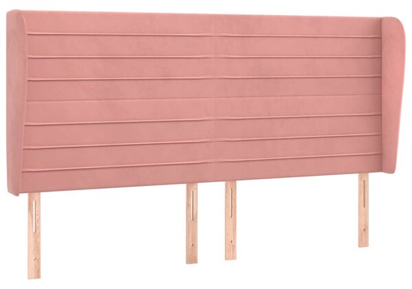 Čelo postele typu ušák růžová 163x23x118/128 cm samet 3118155