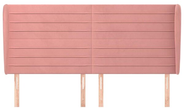 Čelo postele typu ušák růžová 163x23x118/128 cm samet 3118155