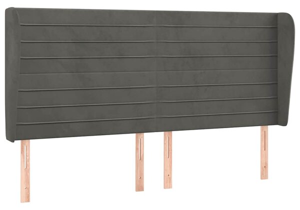 Čelo postele typu ušák tmavě šedé 163x23x118/128 cm samet 3118151