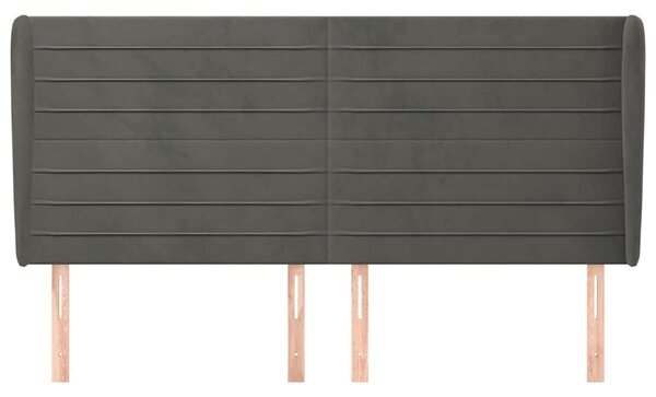 Čelo postele typu ušák tmavě šedé 163x23x118/128 cm samet 3118151