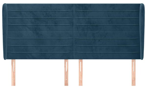 Čelo postele typu ušák tmavě modrá 203x23x118/128 cm samet 3118166