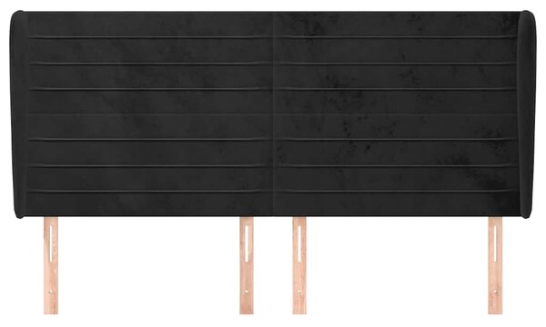 Čelo postele typu ušák černé 163x23x118/128 cm samet 3118152