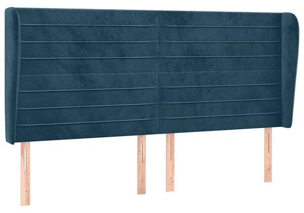 Čelo postele typu ušák tmavě modrá 203x23x118/128 cm samet 3118166