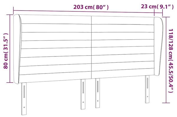 Čelo postele typu ušák tmavě modrá 203x23x118/128 cm samet 3118166