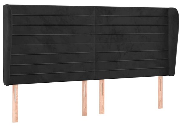 Čelo postele typu ušák černé 163x23x118/128 cm samet 3118152