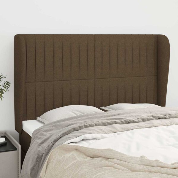 Čelo postele typu ušák tmavě hnědé 147x23x118/128 cm textil 3118195