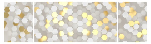 Obraz - Zlato-bílé hexagony (170x50 cm)