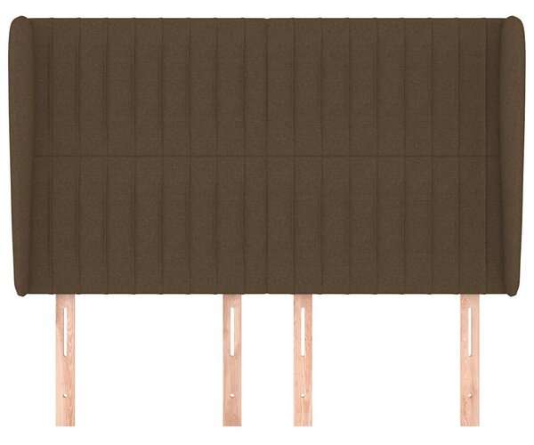 Čelo postele typu ušák tmavě hnědé 147x23x118/128 cm textil 3118195