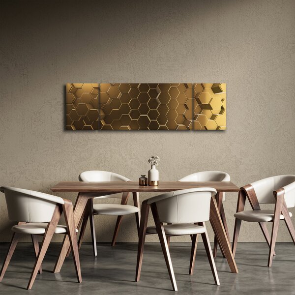 Obraz - Zlaté hexagony (170x50 cm)
