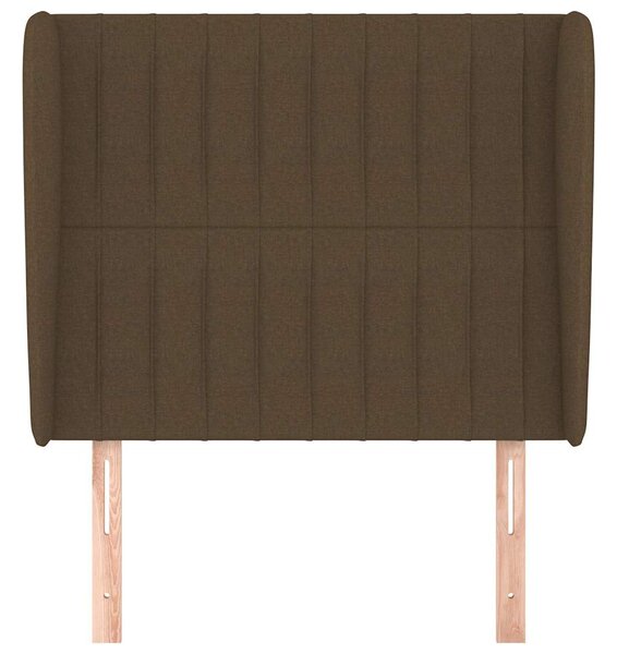 Čelo postele typu ušák tmavě hnědé 83 x 23 x 118/128 cm textil 3118171