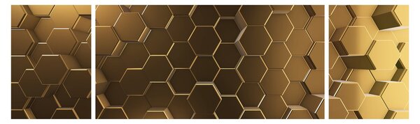 Obraz - Zlaté hexagony (170x50 cm)