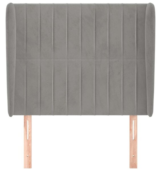 Čelo postele typu ušák světle šedé 93 x 23 x 118/128 cm samet 3118230