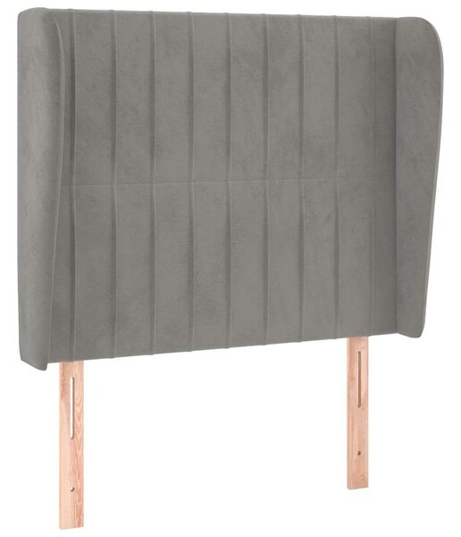Čelo postele typu ušák světle šedé 93 x 23 x 118/128 cm samet 3118230