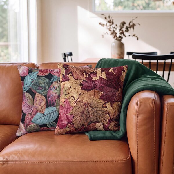 Povlak SOFA leaves černá 45 x 45 cm