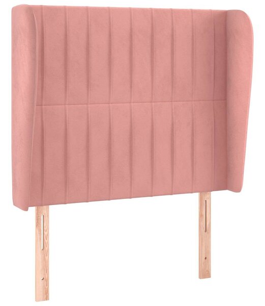 Čelo postele typu ušák růžové 83 x 23 x 118/128 cm samet 3118241