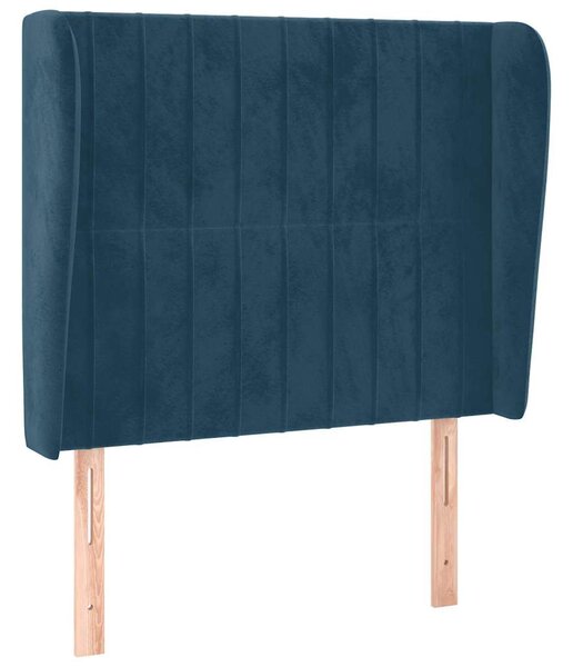 Čelo postele typu ušák tmavě modrá 93x23x118/128 cm samet 3118234