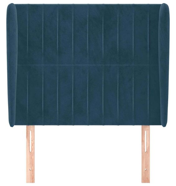 Čelo postele typu ušák tmavě modrá 93x23x118/128 cm samet 3118234