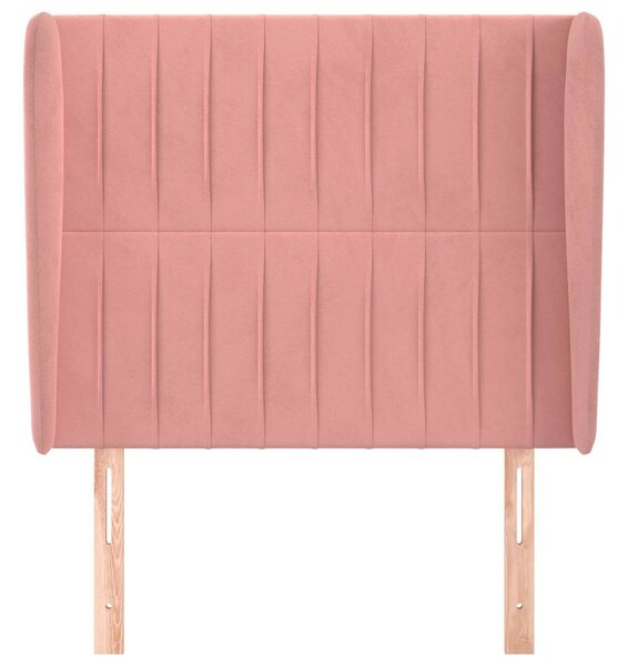 Čelo postele typu ušák růžové 83 x 23 x 118/128 cm samet 3118241