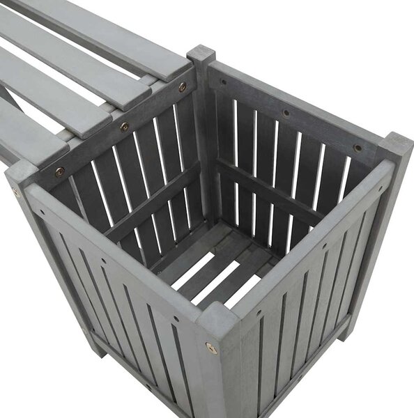 Zahradní lavice se 2 truhlíky 150 cm masivní akácie šedá 311823