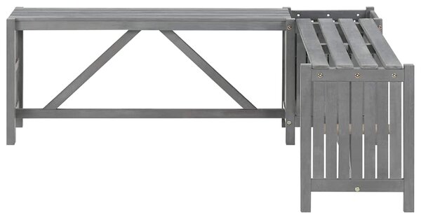 Zahradní rohová lavice s truhlíkem 117 cm masivní akácie šedá 311824