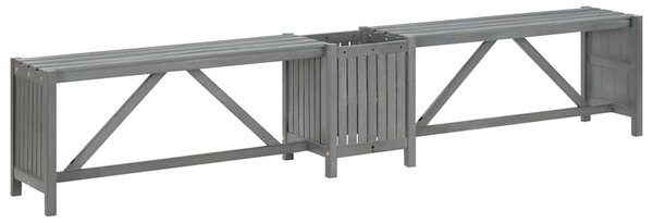 Zahradní rohová lavice s truhlíkem 117 cm masivní akácie šedá 311824