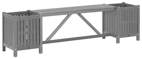 Zahradní lavice se 2 truhlíky 150 cm masivní akácie šedá 311823