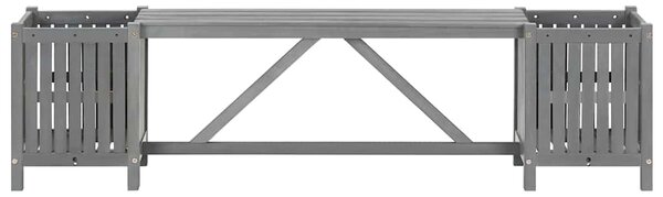 Zahradní lavice se 2 truhlíky 150 cm masivní akácie šedá 311823