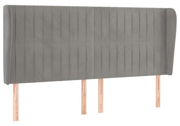 Čelo postele typu ušák světle šedé 183x23x118/128 cm samet 3118254