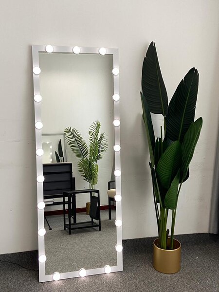 MMIRO, Stojací hollywoodské make-up zrcadlo s osvětlením SM04 160 x 60 cm | bílá