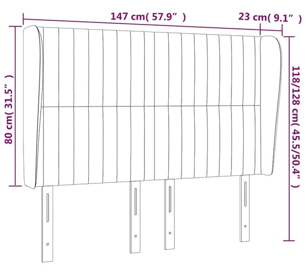 Čelo postele typu ušák tmavě modrá 147x23x118/128 cm samet 3118246