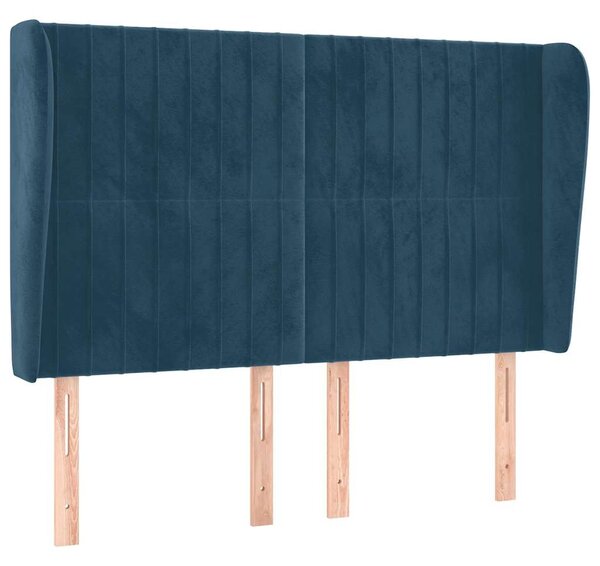 Čelo postele typu ušák tmavě modrá 147x23x118/128 cm samet 3118246