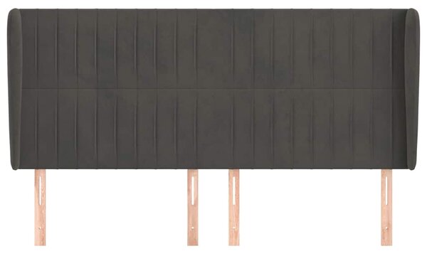 Čelo postele typu ušák tmavě šedé 163x23x118/128 cm samet 3118249