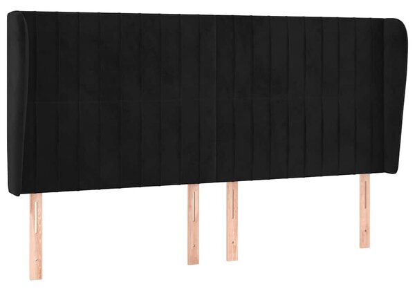 Čelo postele typu ušák černé 203x23x118/128 cm samet 3118262