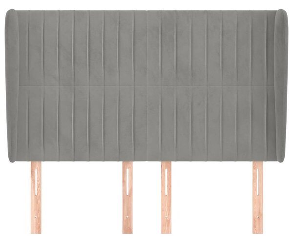 Čelo postele typu ušák světle šedé 147x23x118/128 cm samet 3118242