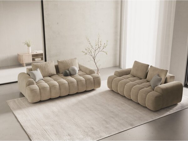 Béžová sametová pohovka 200 cm Linz – Cosmopolitan Design