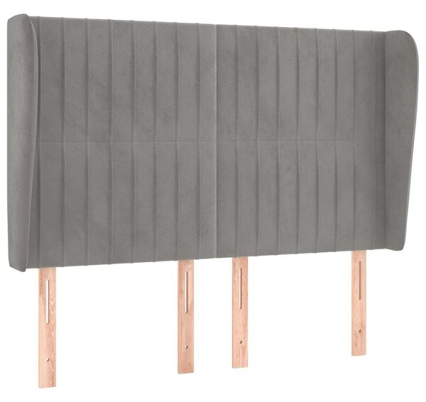 Čelo postele typu ušák světle šedé 147x23x118/128 cm samet 3118242