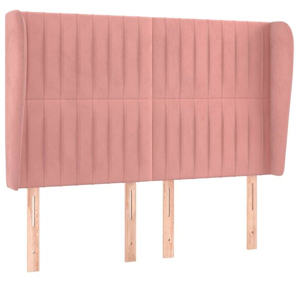 Čelo postele typu ušák růžové 147x23x118/128 cm samet 3118247