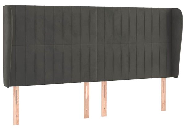 Čelo postele typu ušák tmavě šedé 163x23x118/128 cm samet 3118249