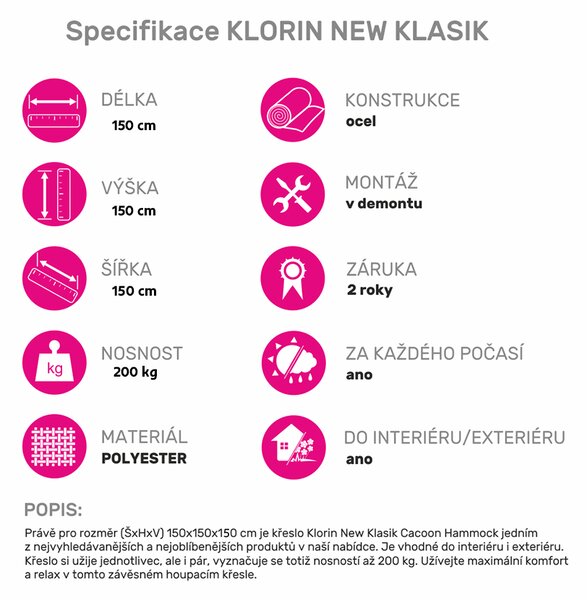 KONDELA Závěsné houpací křeslo, zelená, KLORIN NEW KLASIK CACOON HAMMOCK