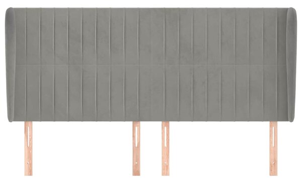 Čelo postele typu ušák světle šedé 183x23x118/128 cm samet 3118254