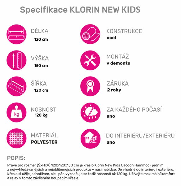 KONDELA Závěsné houpací křeslo, zelená, KLORIN NEW KIDS CACOON HAMMOCK