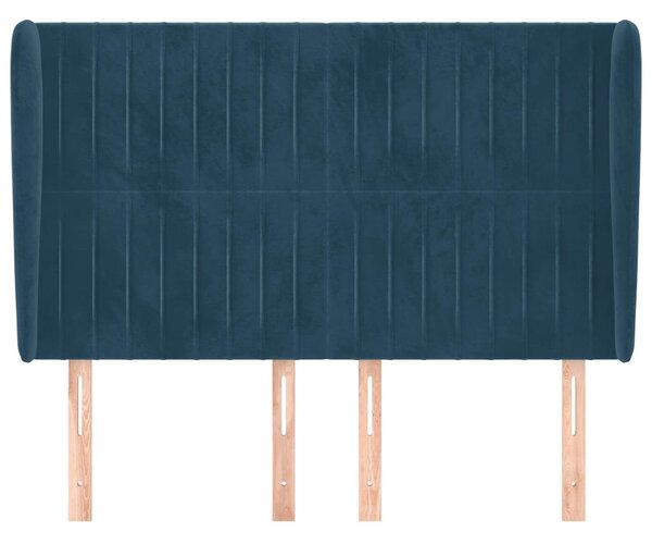 Čelo postele typu ušák tmavě modrá 147x23x118/128 cm samet 3118246